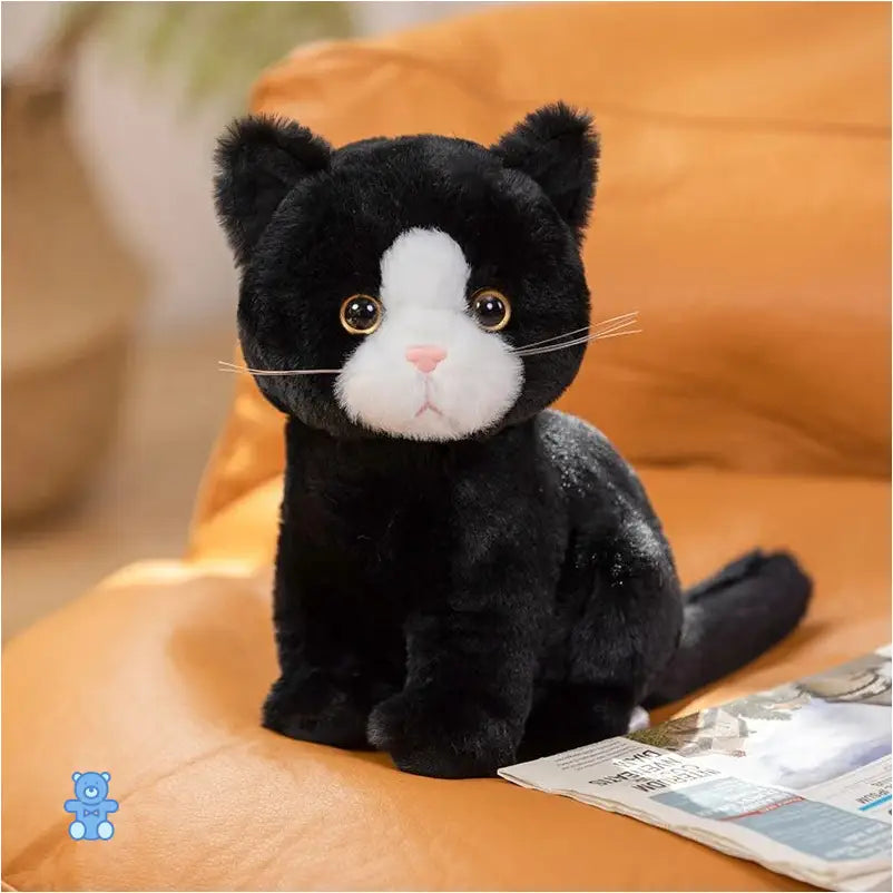 Peluche Chat Noir Et Blanc