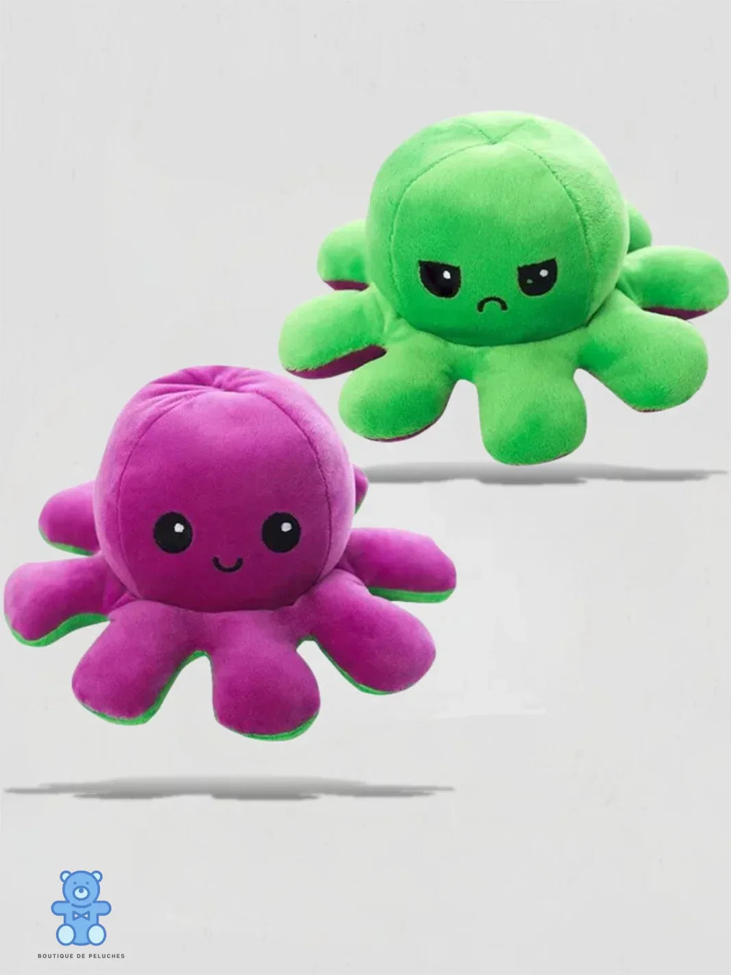 Peluche Pieuvre Réversible Verte