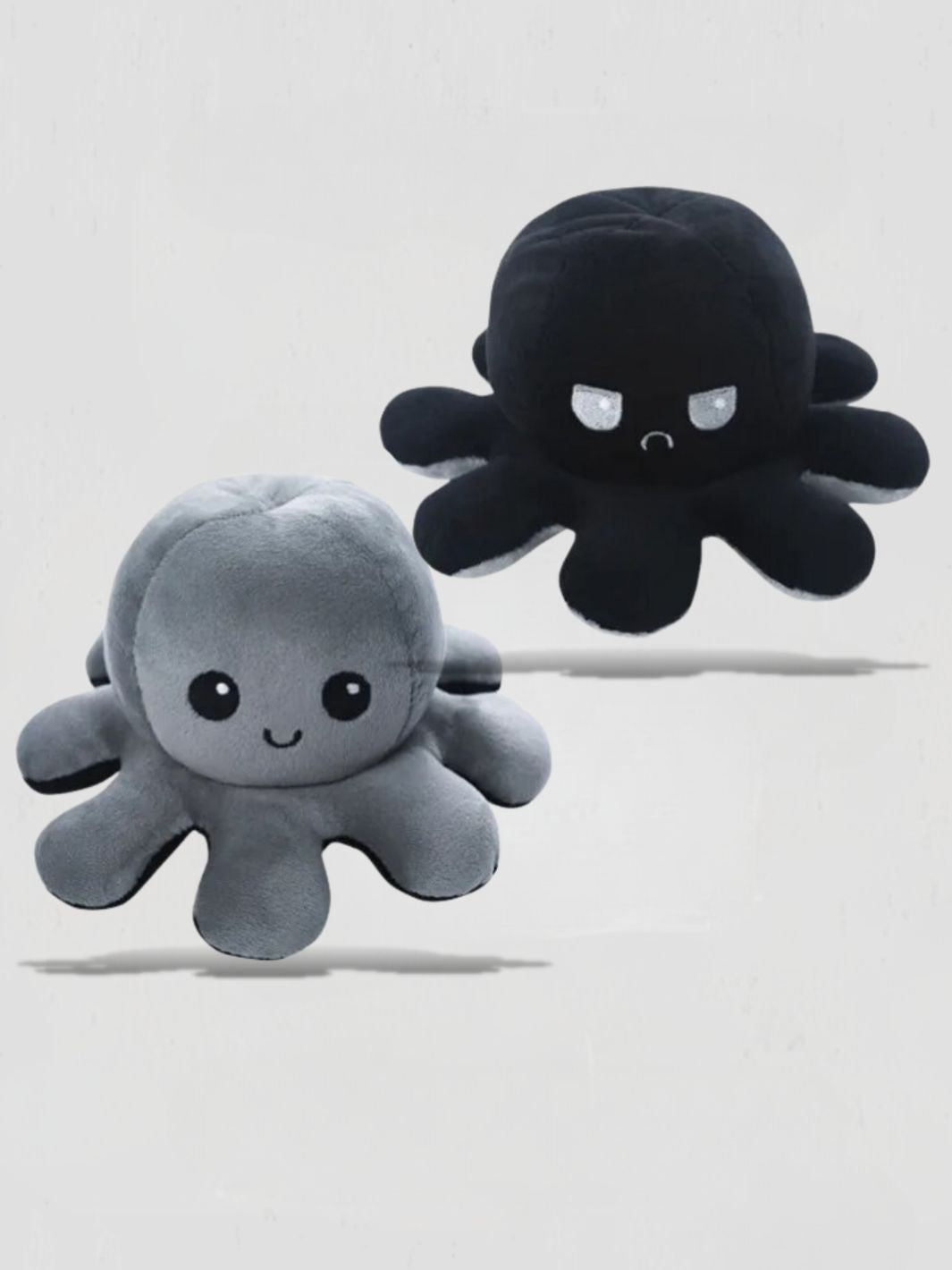 Peluche pieuvre réversible grise<br> Octo-chill la pieuvre 20 cm